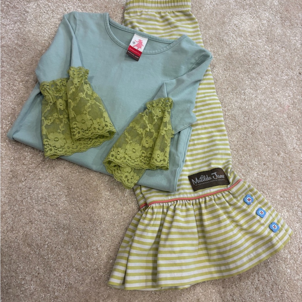 Matilda Jane Lime Green and Blue Outfit